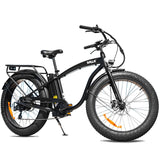 VALK Electric Fat Tyre Cruiser Bike, eBike with Throttle, Matte Black