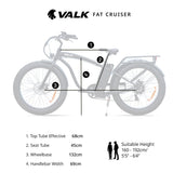 VALK Electric Fat Tyre Cruiser Bike, eBike with Throttle, Matte Black