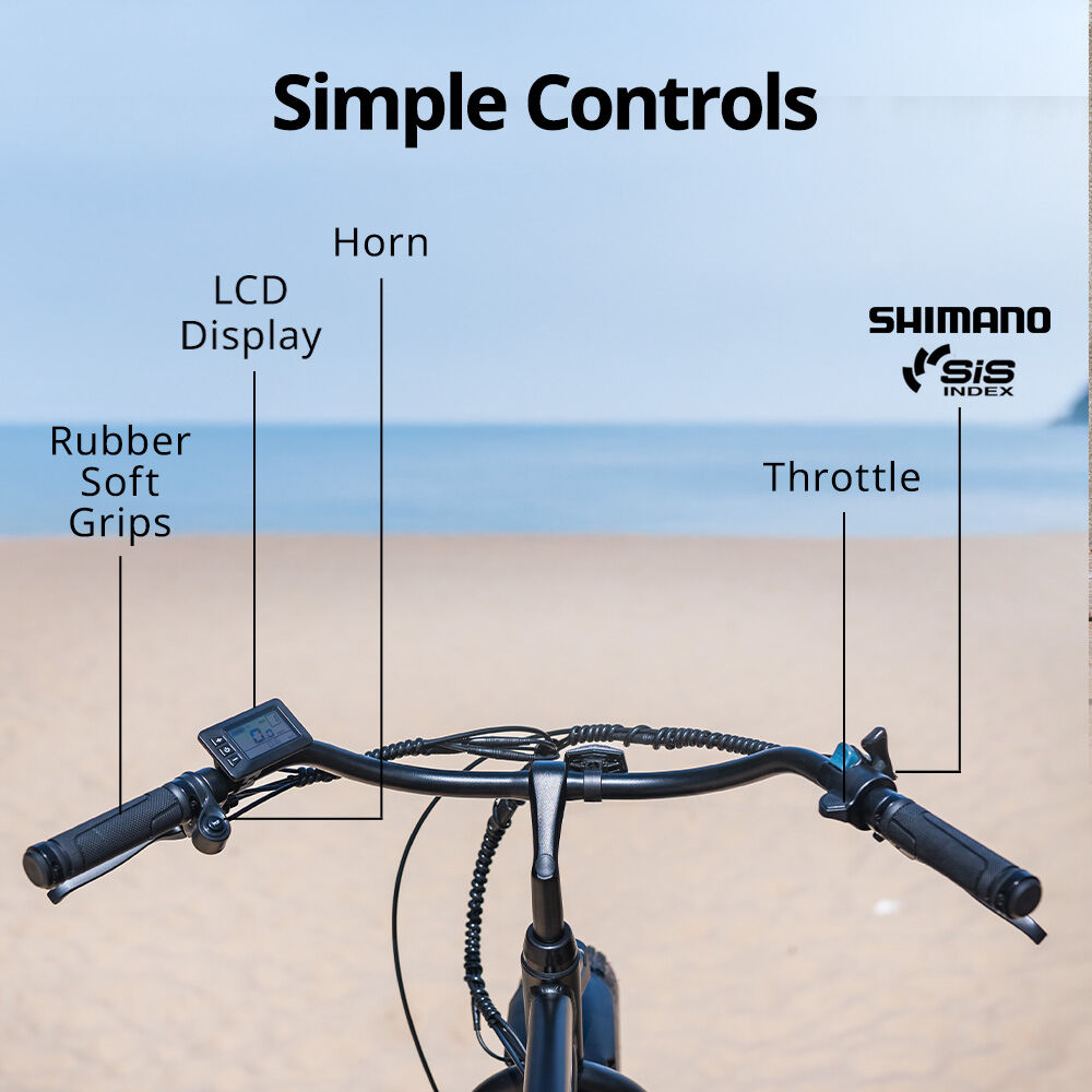 VALK Electric Fat Tyre Cruiser Bike, eBike with Throttle, Matte Black