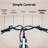 VALK Electric Fat Tyre Cruiser Bike, eBike with Throttle, White