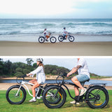 VALK Electric Fat Tyre Cruiser Bike, eBike with Throttle, White