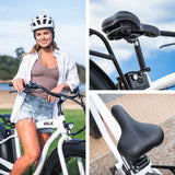 VALK Electric Fat Tyre Cruiser Bike, eBike with Throttle, White