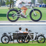 VALK Electric Fat Tyre Cruiser Bike, eBike with Throttle, White