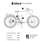 VALK Electric Fat Tyre Cruiser Bike, eBike with Throttle, White