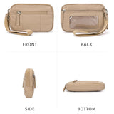 Beige RFID Blocking Nylon Wristlet Clutch Wallet - Compact Waterproof Pouch with Card Slots & ID Window