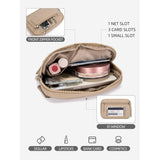 Beige RFID Blocking Nylon Wristlet Clutch Wallet - Compact Waterproof Pouch with Card Slots & ID Window