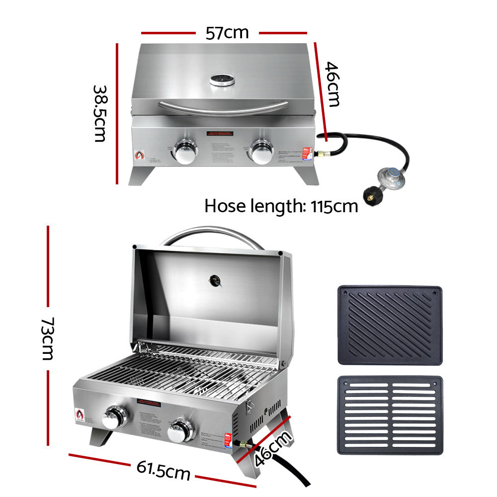 Grillz Portable 2 Burner Gas BBQ