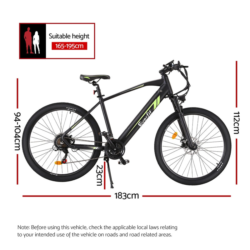 Everfit 27.5 Inch Electric Bike Mountain Bicycle eBike Battery 21 Speed