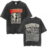 Radiohead Rock Band Washed Cotton T Shirt Men Women Hip Hop Music Tee Fashion Short Sleeve Tshirt Summer Oversized T-shirts Tops