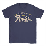 Men's Fender Jimi Hendrix Electric Guitar T-Shirts Pure Cotton Tees Streetwear Short Sleeve T Shirt O Neck Fashion Loose Tshirt