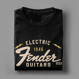 Men's Fender Jimi Hendrix Electric Guitar T-Shirts Pure Cotton Tees Streetwear Short Sleeve T Shirt O Neck Fashion Loose Tshirt