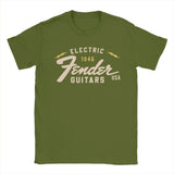 Men's Fender Jimi Hendrix Electric Guitar T-Shirts Pure Cotton Tees Streetwear Short Sleeve T Shirt O Neck Fashion Loose Tshirt
