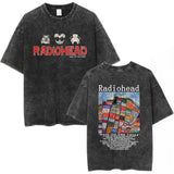 Radiohead Rock Band Washed Cotton T Shirt Men Women Hip Hop Music Tee Fashion Short Sleeve Tshirt Summer Oversized T-shirts Tops