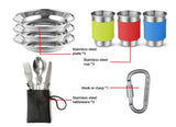 Outdoor Camping Cookware Set for 2-3 Persons Including Folding Pot Kettle with Tableware Portable Backpacking Stove Kit