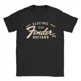Men's Fender Jimi Hendrix Electric Guitar T-Shirts Pure Cotton Tees Streetwear Short Sleeve T Shirt O Neck Fashion Loose Tshirt