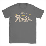 Men's Fender Jimi Hendrix Electric Guitar T-Shirts Pure Cotton Tees Streetwear Short Sleeve T Shirt O Neck Fashion Loose Tshirt