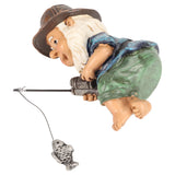 Garden Decoration Lawn Gnome Statue Fishing Gnome Sitter Funny UV Resistant Resin Decorative Outdoor Garden Lawn Gnome for Yard