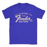 Men's Fender Jimi Hendrix Electric Guitar T-Shirts Pure Cotton Tees Streetwear Short Sleeve T Shirt O Neck Fashion Loose Tshirt