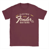 Men's Fender Jimi Hendrix Electric Guitar T-Shirts Pure Cotton Tees Streetwear Short Sleeve T Shirt O Neck Fashion Loose Tshirt