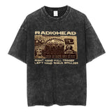 Radiohead Rock Band Washed Cotton T Shirt Men Women Hip Hop Music Tee Fashion Short Sleeve Tshirt Summer Oversized T-shirts Tops