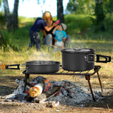 Outdoor Camping Cookware Set for 2-3 Persons Including Folding Pot Kettle with Tableware Portable Backpacking Stove Kit