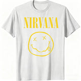 New Nirvana rock band men's 100%cotton T-shirt hip-hop style Men's and Women's oversized Y2K Tee Casual Loose Outdoor Street
