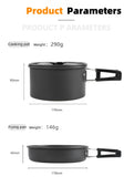 Outdoor Camping Cookware Set for 2-3 Persons Including Folding Pot Kettle with Tableware Portable Backpacking Stove Kit
