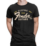 Men's Fender Jimi Hendrix Electric Guitar T-Shirts Pure Cotton Tees Streetwear Short Sleeve T Shirt O Neck Fashion Loose Tshirt