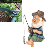 Garden Decoration Lawn Gnome Statue Fishing Gnome Sitter Funny UV Resistant Resin Decorative Outdoor Garden Lawn Gnome for Yard