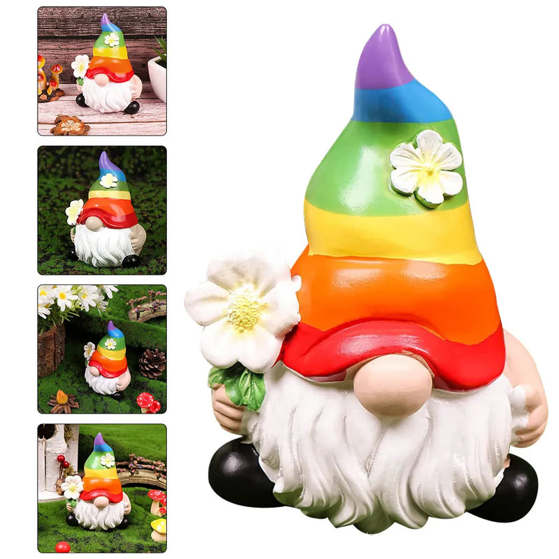 Garden Gnome Statue Resin Cute Lawn Decor Bright Outdoor Yard Decoration Christmas Patio Ornament Cute Gnome Decor