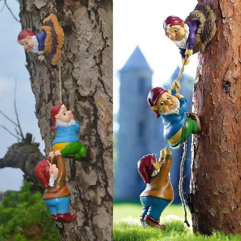 Garden Decor Climbing Dwarf Fairy Garden Statue Elf Characters Outdoor Landscape Countryside Courtyard Decor