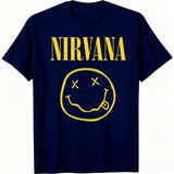 New Nirvana rock band men's 100%cotton T-shirt hip-hop style Men's and Women's oversized Y2K Tee Casual Loose Outdoor Street
