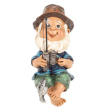 Garden Decoration Lawn Gnome Statue Fishing Gnome Sitter Funny UV Resistant Resin Decorative Outdoor Garden Lawn Gnome for Yard