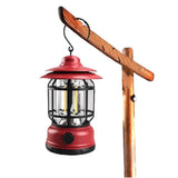 Retro Tent Camping Light Portable Rechargeable Night Lamp Black