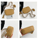 Khaki Trendy Crossbody Shoulder Bag with Tassel Accent - Compact and Stylish