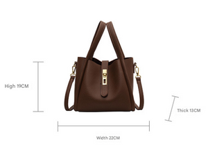 Black Elegant Leather Shoulder Bag - Compact Handbag with Adjustable Strap