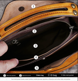 Vintage Grey Leather Handbag - Elegant Multi-Functional Design