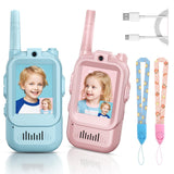 2-Pack Mini Wireless Video Intercom Set for Children(Blue & Pink) - Educational and Interactive Dual-Frequency Walkie Talkie Toy for Playtime