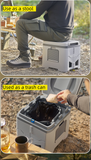 Portable Travel Toilet with Integrated Dual Storage Wings & Odor-Proof Lid – Ergonomic Reusable Foldable Commode with 12.7cm Folding Height for Car Travel & Outdoor Use (Sandy)