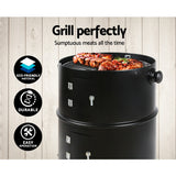 Grillz 3-in-1 Charcoal BBQ Smoker - Black