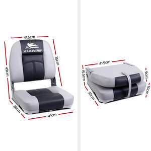 Seamanship Set of 2 Folding Boat Seats Seat Marine Seating Set Swivels All Weather Charcoal & Grey