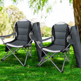 Set of 2 Portable Folding Camping Armchair - Grey