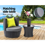 Gardeon 4 Piece PE Wicker Outdoor Set - Black