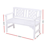 Gardeon Wooden Garden Bench 2 Seat Patio Furniture Timber Outdoor Lounge Chair White