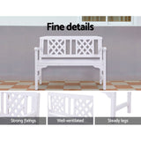 Gardeon Wooden Garden Bench 2 Seat Patio Furniture Timber Outdoor Lounge Chair White