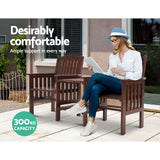 Gardeon Garden Bench Chair Table Loveseat Wooden Outdoor Furniture Patio Park Charcoal