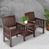 Gardeon Garden Bench Chair Table Loveseat Wooden Outdoor Furniture Patio Park Charcoal