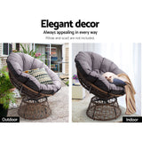 Gardeon Papasan Chair and Side Table Set-Brown