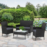 Gardeon 4-piece Wicker Outdoor Set - Black