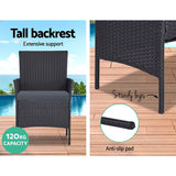 Gardeon Outdoor Furniture Wicker Set Chair Table Dark Grey 4pc